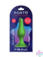 Medium neon green silicone rattling anal plug with flared base by Forto