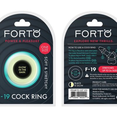 Two-tone glow-in-the-dark black silicone c-ring by Forto