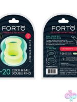 Glow-in-the-dark green liquid silicone balls stretcher by Forto