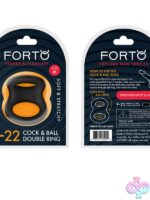 Forto liquid silicone D ring cock and ball ring in black, soft flexible body-safe design for couples