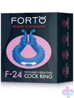 Textured vibrating cockring in blue by Forto, shown on neutral background