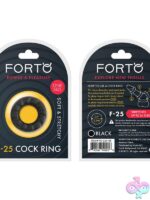 Forto F-25 23mm liquid silicone c-ring in blue and yellow on neutral background