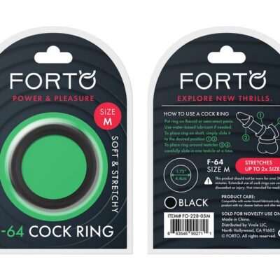 Wide medium black silicone ring by Forto, 45mm body-safe design for couples