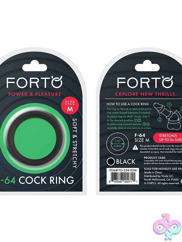 Discreet-Toys-F-64-45Mm-100%-Silicone-Ring-Wide-Medium-Black-Nu-Fo-228-05M Wide Medium Black Silicone Ring By Forto, 45Mm Body-Safe Design For Couples