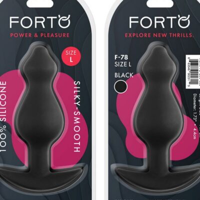 Pointee large silicone anal plug in black and red on a neutral background