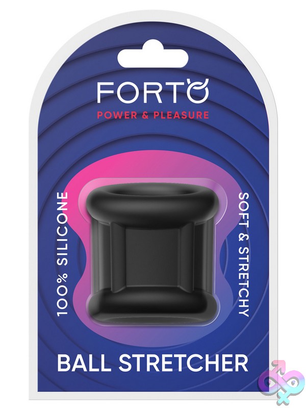 Discreet-Toys-F-95-Tubular-Ball-Stretcher-Black-Nu-Fo-247-05 Tubular Ball Stretcher In Black Soft Silicone By Forto