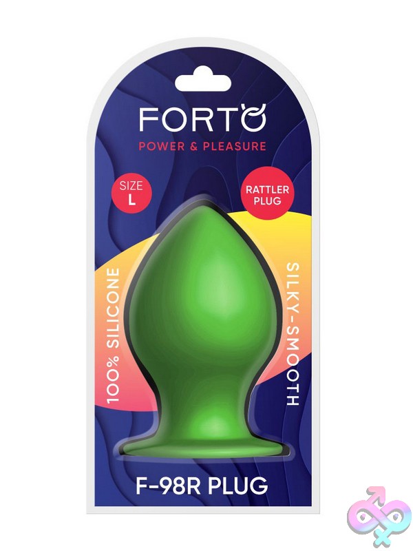 Discreet-Toys-F-98R-Rattler-Cone-Large-Green-Nu-Fo-206R-17 Large Tapered Green Silicone Rattling Anal Plug By Forto