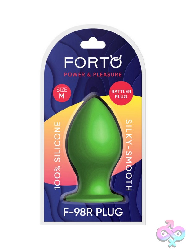 Discreet-Toys-F-98R-Rattler-Cone-Medium-Green-Nu-Fo-205R-17 Medium Green Silicone Rattler Cone Anal Plug With Flared Base By Forto