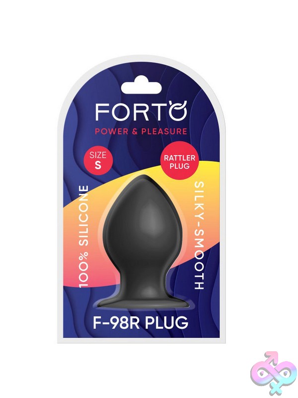 Discreet-Toys-F-98R-Rattler-Cone-Small-Black-Nu-Fo-204R-05 Small Black Cone-Shaped Silicone Anal Plug With Rattling Feature By Forto