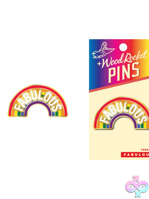 Discreet-Toys-Fabulous-Pin-Nu-Wrp-016 Fabulous Lgbtq Rainbow Enamel Lapel Pin In Multi-Color With Gold-Tone Finish By Wood Rocket