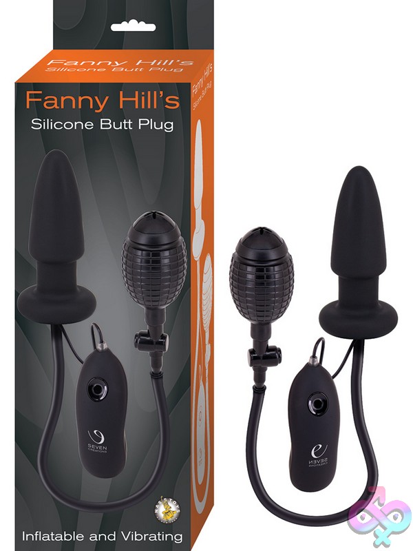 Discreet-Toys-Fanny-Hill-S-Silicone-Butt-Plug-Black-Nu-Nw2965 Inflatable Vibrating Butt Plug In Black Silicone And Pvc With Remote Pump By Nasstoys