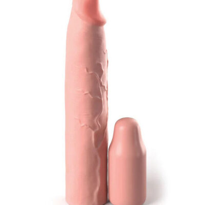 Tensions Elite 9 Inch Sleeve With 3 Inch Plug in beige by Pipedream — realistic penis extension