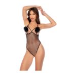 Feather Kiss Fishnet Bodysuit - Os - Black