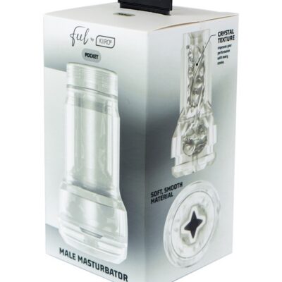 Clear TPE pocket stroker with ribbed textured sleeve by Kiiroo