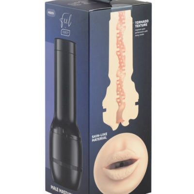 Black mouth stroker sleeve by Kiiroo shown against a clean neutral background