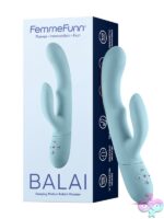 Femme Funn Balai dual-head rabbit vibrator in dark light blue premium silicone by Femmefunn