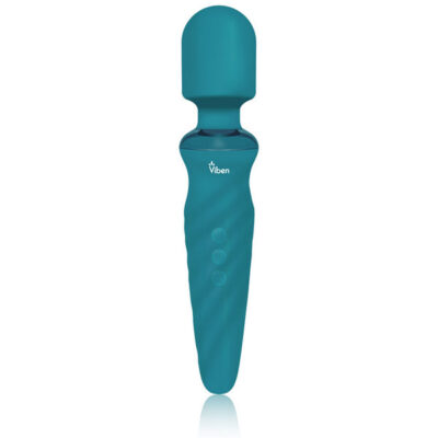 Fierce Ocean Intense wand massager by Viben in ocean blue colorway with flexible neck and rumble motor