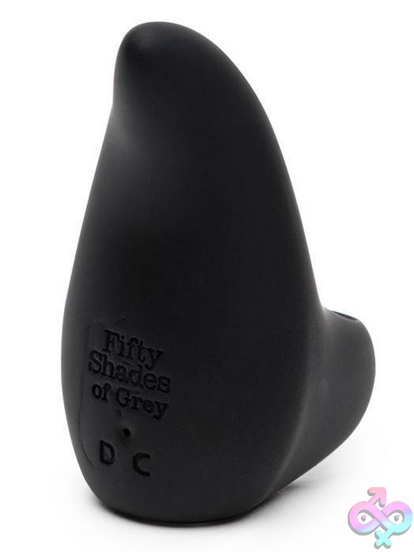 Discreet-Toys-Fifty-Shades-Of-Grey-Sensation-Rechargeable-Finger-Vibrator-Nu-Fs-82932 Smooth Black Silicone Rechargeable Finger Vibrator With Repreve Storage Bag By Fifty Shades Of Grey