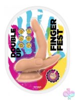 Finger Fest Double Up Dildo in beige and brown silicone with suction cup base