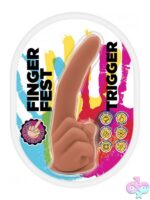 Finger Fest Trigger Dildo in beige and red body-safe silicone with suction cup base