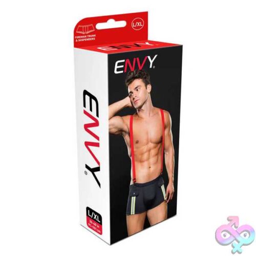 Fireman Bottom With Suspenders 2 Pc - Large/Xlarge - Navy Blue/Red - Image 3