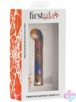 Clear abstract borosilicate glass vibrator with curved sculptural form by First Glass