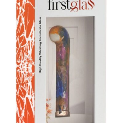 Clear abstract borosilicate glass vibrator with curved sculptural form by First Glass