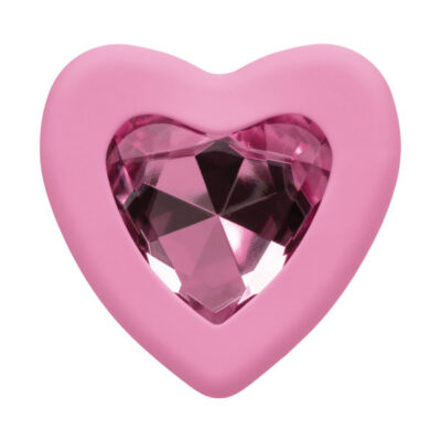 First Time Crystal Booty Duo Pink by CalExotics — graduated silicone anal plugs with heart gem base