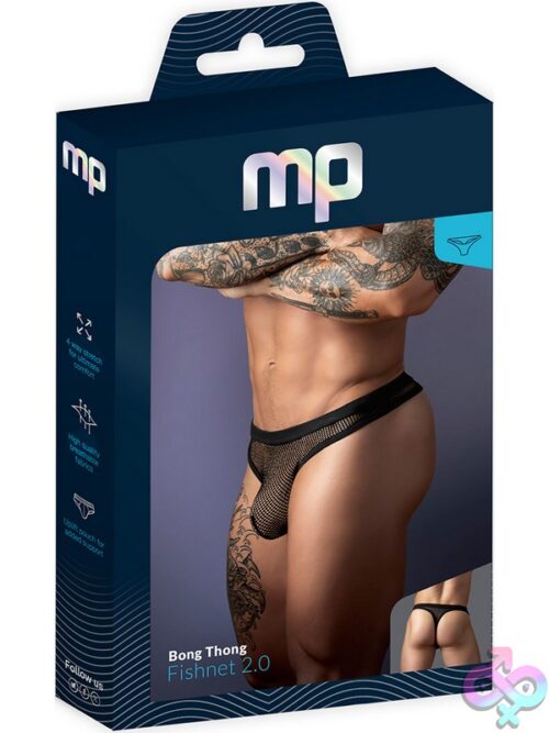 Male Power Fishnet 2.0 Bong Thong In Black Showing Comfort-Fit Pouch And Fishnet Fabric Detail