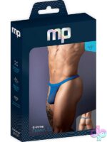 Royal blue fishnet g-string with comfort-fit pouch and cotton rib trim by Male Power
