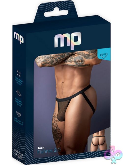 Male Power Fishnet 2.0 Jock In Black Showing Open Mesh Panels And Comfort-Fit Pouch