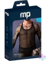 Male Power Fishnet 2.0 stretch tank top with racer-cut back in black