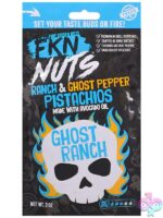 Fkn Nuts Ranch & Ghost Pepper Pistachios 3 oz. 10pk retail display, green seasoned in-shell pistachios by Doc Johnson