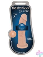 Bendable dual-density beige realistic silicone dildo with suction cup base by Curve Novelties