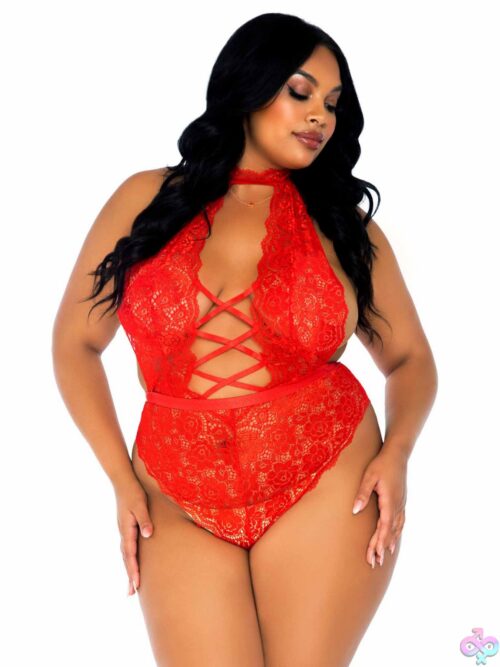 Floral Lace Crotchless Teddy - Image 5