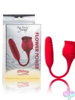 Flower Power triple-function rose vibrator in red medical-grade silicone by Our Erotic Journey