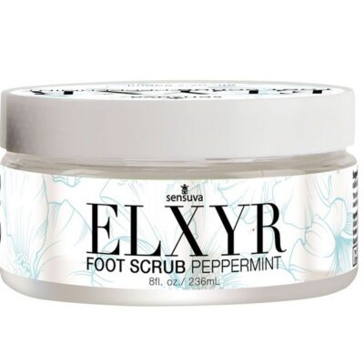 Clear peppermint foot scrub 8 oz jar by Sensuva for smooth exfoliated skin