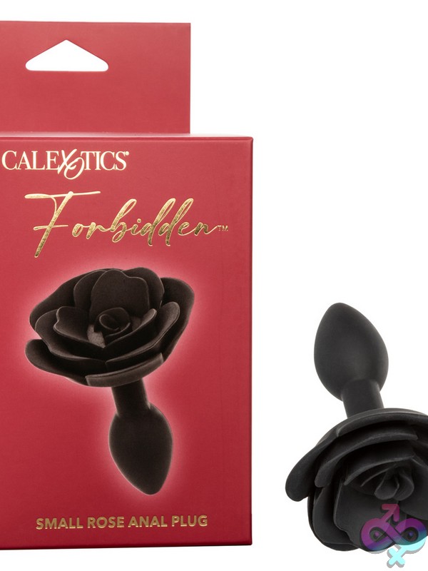 Discreet-Toys-Forbidden-Small-Rose-Anal-Plug-Nu-Se-2653-10-3 Small Black Silicone Rose Anal Plug With Flared Base By California Exotic Novelties