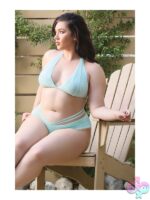 Blue halter bralette and caged shortie lingerie set in 3X/4X by Fantasy Lingerie