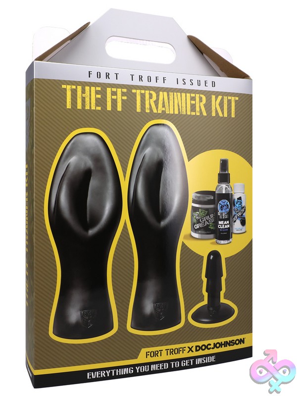 Discreet-Toys-Fort-Troff-Ff-Trainer-Kit-Black-Nu-Dj1104-10Bx Two-Piece Progressive Fisting Trainer Set In Black Flexible Pvc With Vac-U-Lock Suction Base By Doc Johnson