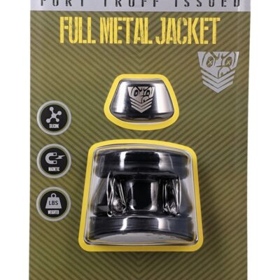 Full Metal Jacket no-pinch ball stretcher in black metal and silicone by Doc Johnson