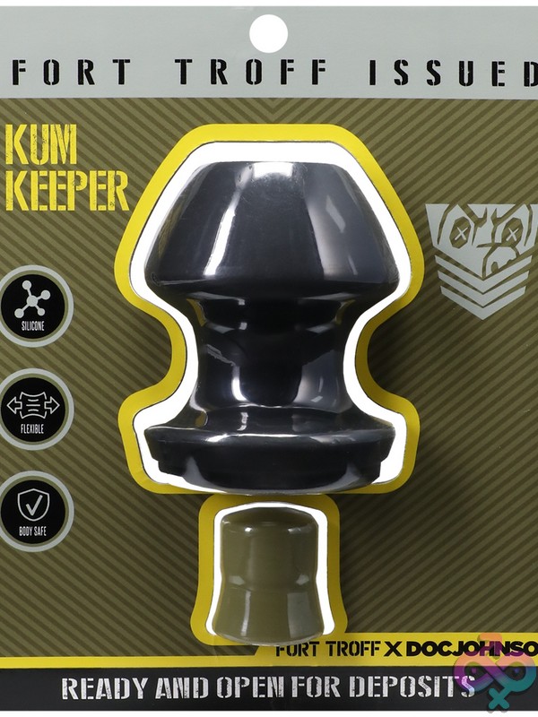 Discreet-Toys-Fort-Troff-Kum-Keeper-Large-Black-Nu-Dj1104-03Cd Large Black Silicone Grommet Anal Plug With Removable Stopper By Doc Johnson