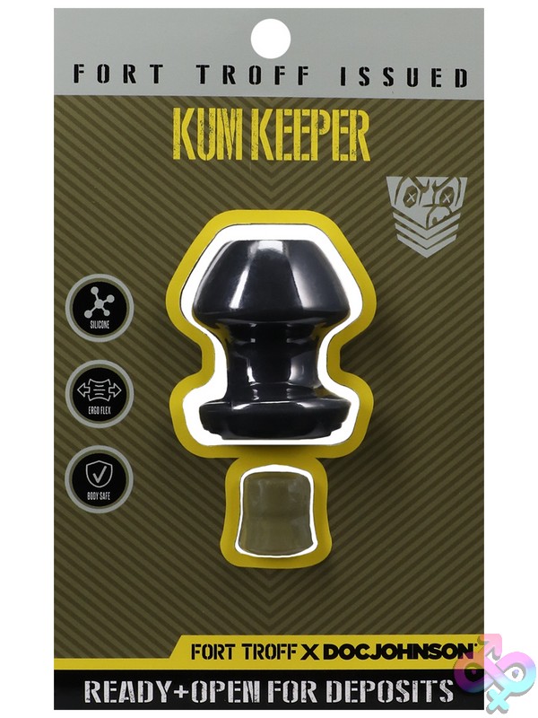 Discreet-Toys-Fort-Troff-Kum-Keeper-Small-Black-Nu-Dj1104-01Cd Small Hollow Grommet Plug In Black Body-Safe Silicone With Removable Stopper By Doc Johnson