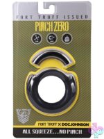 Fort Troff Pinch Zero Ring solid black metal cock ring by Doc Johnson — wide no-pinch opening harness compatible