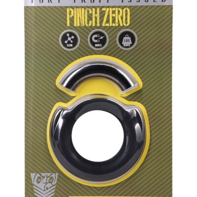 Fort Troff Pinch Zero Ring solid black metal cock ring by Doc Johnson — wide no-pinch opening harness compatible