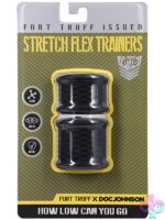 Stretch Flex Trainers textured black silicone cock ring set by Doc Johnson