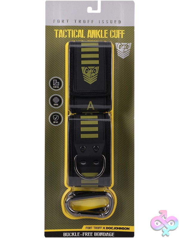 Discreet-Toys-Fort-Troff-Tactical-Ankle-Cuffs-Black-Green-Nu-Dj1103-02Cd Tactical Ankle Cuffs In Black And Green With Neoprene Lining And Velcro Closure By Doc Johnson