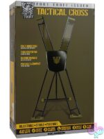 Fort Troff Tactical Cross adjustable black and green steel bondage cross by Doc Johnson