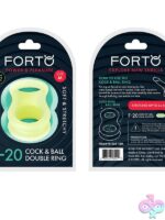 Glow-in-the-dark green liquid silicone ball stretcher by Forto