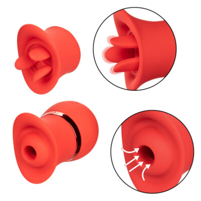 French Kiss Suck and Play Interchangeable Set by CalExotics — red silicone clitoral suction vibrator
